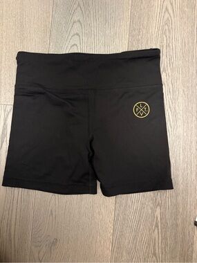 Women's Black High-Waist Bike Shorts with Subtle Logo
